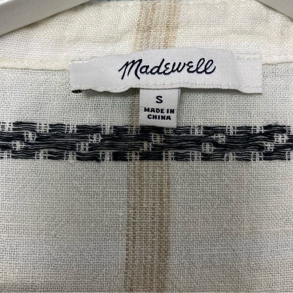 Madewell Lakeline Popover in Windowpane Jacquard Cream Short Sleeve Shirt S - Picture 12 of 13